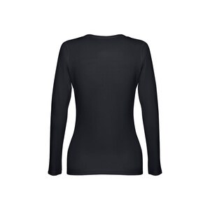 TH Clothes 30126 - Long-sleeved scoop neck fitted T-shirt for women. 100% carded cotton
