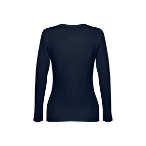 TH Clothes 30126 - Long-sleeved scoop neck fitted T-shirt for women. 100% carded cotton