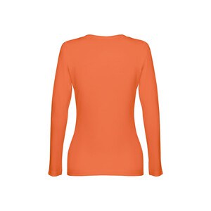 TH Clothes 30126 - Long-sleeved scoop neck fitted T-shirt for women. 100% carded cotton