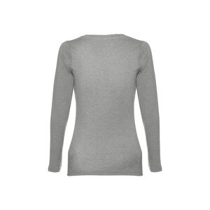 TH Clothes 30126 - Long-sleeved scoop neck fitted T-shirt for women. 100% carded cotton