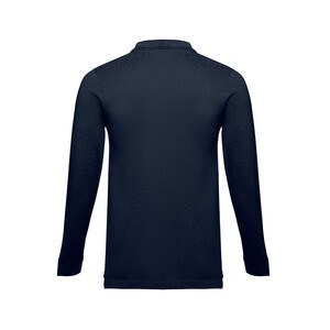 TH Clothes 30141 - Men's long-sleeved 100% cotton piqué polo shirt with removable label