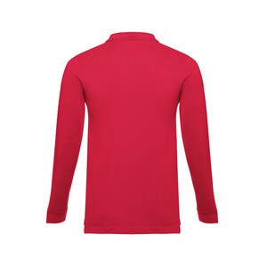 TH Clothes 30141 - Men's long-sleeved 100% cotton piqué polo shirt with removable label