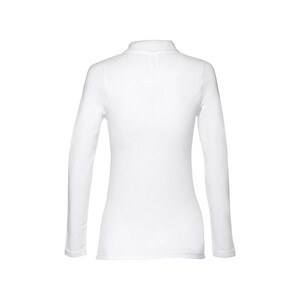 TH Clothes 30144 - Women's long-sleeved polo shirt in cotton piqué and viscose with removable label