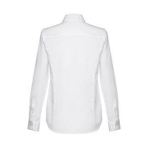 TH Clothes 30197 - Women's long-sleeved oxford shirt with pearl coloured buttons. White
