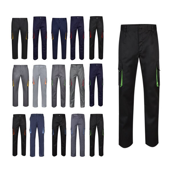 Velilla 36004 - Two-tone multi-pocket twill trousers (200g/m²), in cotton (35%) and polyester (65%)