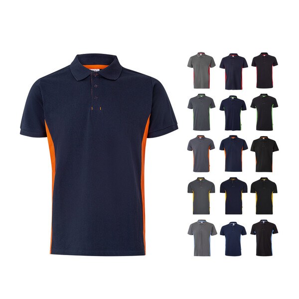 Velilla 36039 - Two-tone piqué polo shirt (180g/m²), short sleeve, in cotton (60%) and polyester (40%)