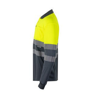 Velilla 36067 - Two-tone bird-eye polo shirt (160g/m²) with long sleeves, in polyester (100%)