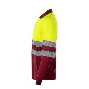 Velilla 36067 - Two-tone bird-eye polo shirt (160g/m²) with long sleeves, in polyester (100%)