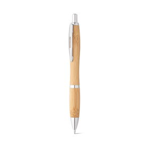 Bamboo ball pen with clip and metal trim - Egotier 81010
