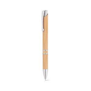 Bamboo ball pen with clip and metal trim - Egotier 81011