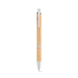 Bamboo ball pen with clip and metal trim - Egotier 81011