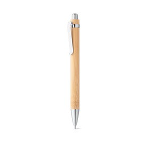 Bamboo ball pen with metal clip - Egotier 81163