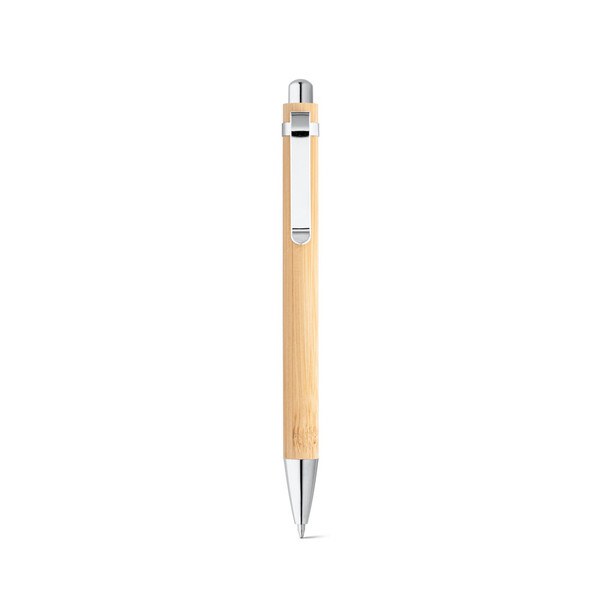 Bamboo ball pen with metal clip - Egotier 81163