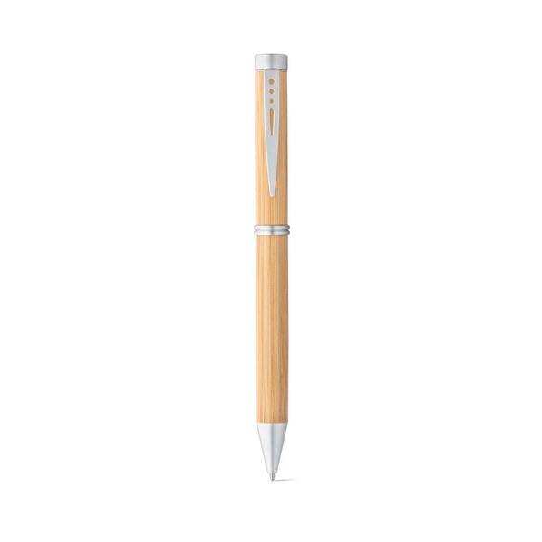 Bamboo ball pen with twist mechanism and metal clip - Egotier 91339