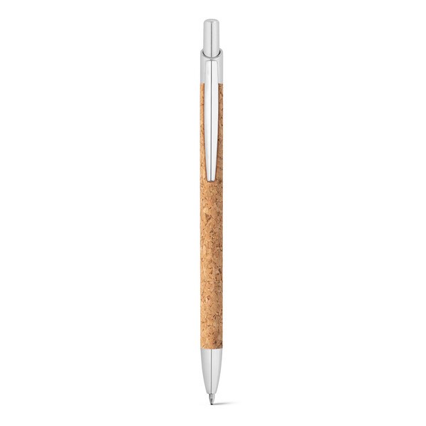 Cork and aluminium ball pen with clip - Egotier 91647