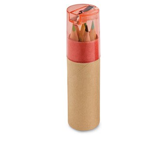 Pencil box tube with 6 coloured pencils and sharpener - Egotier 91751