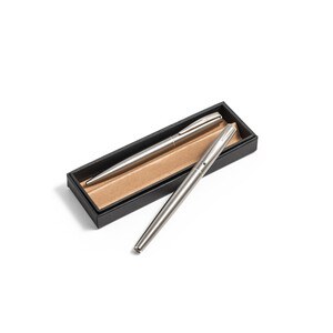 Roller and ballpoint pen set with stainless steel body (53% rSS) with clip - Egotier 91781