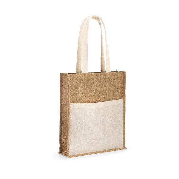 Jute bag (240 g/m²) with pocket in 100% cotton (140 gm²) - Egotier 92823