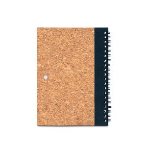 B6 notebook in cork and recycled polyester (100% rPET) with ballpoint pen - Egotier 93285