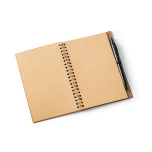 B6 notebook in cork and recycled polyester (100% rPET) with ballpoint pen - Egotier 93285