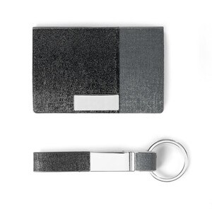 Metal and PU card and keyring set - Egotier 93314