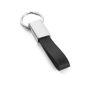 Round metal and PU keyring - Egotier 93354