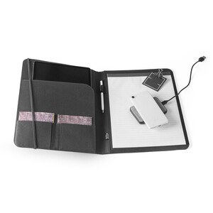 A4 folder in recycled polyester (100% rPET) 300D with elastic closure - Egotier 93580