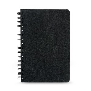 A5 notebook with semi-hard cover in recycled felt (100% rPET) with rings and lined pages - Egotier 93635