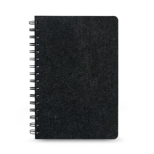 A5 notebook with semi-hard cover in recycled felt (100% rPET) with rings and lined pages - Egotier 93635