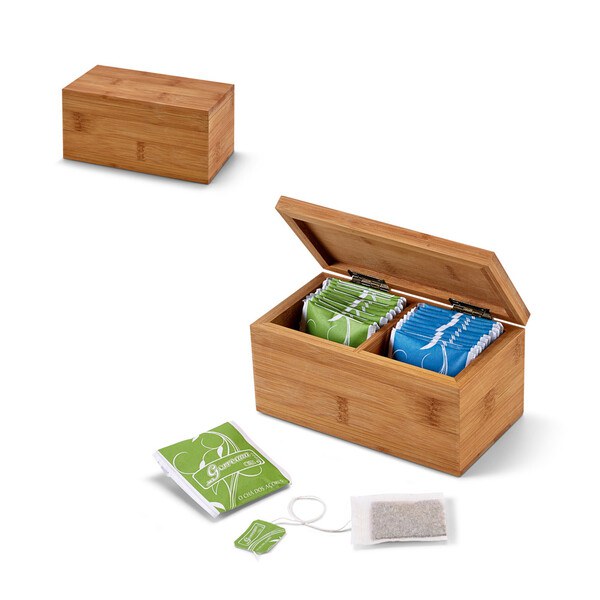 Bamboo tea box with 2 compartments and magnet closure - Egotier 93995