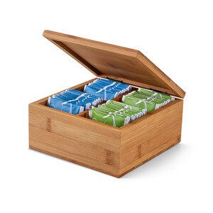 Bamboo tea box with 4 compartments and magnet closure - Egotier 93996