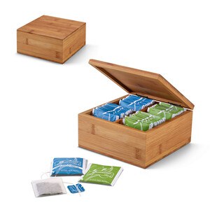 Bamboo tea box with 4 compartments and magnet closure - Egotier 93996