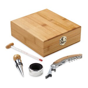 Bamboo, zinc and stainless steel wine set - Egotier 94190