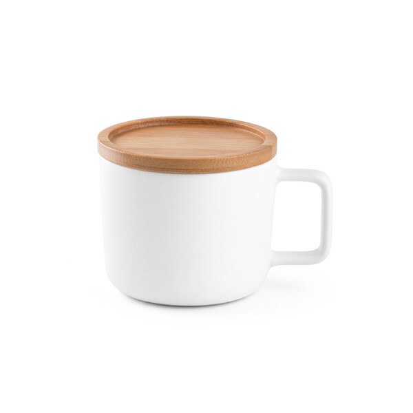 230 mL ceramic mug with lid and bamboo base - Egotier 94251
