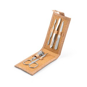 Stainless steel manicure set in cork pouch - Egotier 94897