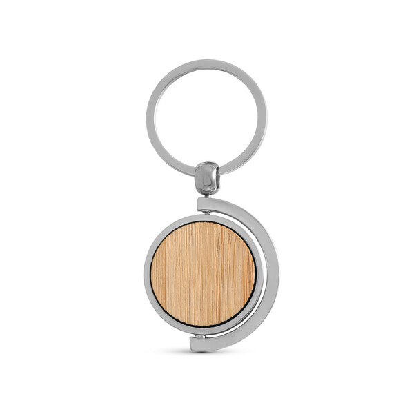 Circular bamboo keyring - Egotier 95071