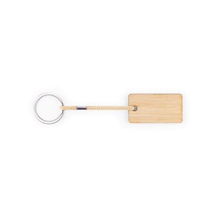Rectangular bamboo keyring with PET cord - Egotier 95089