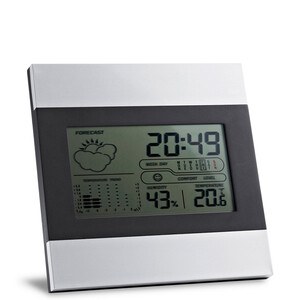 Desktop weather station with aluminium and ABS LCD screen - Egotier 97070