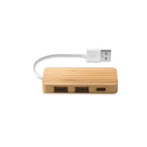 HUB with 2 USB-A and 1 USB-C ports in bamboo - Egotier 97127