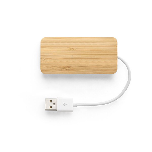 HUB with 2 USB-A and 1 USB-C ports in bamboo - Egotier 97127