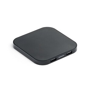 Superfast 15W wireless charger with HUB 2 USB-A ports in recycled ABS (100% rABS) - Egotier 97903