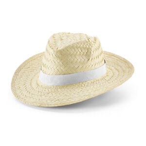 Natural straw hat with polyester ribbon - Egotier 99084