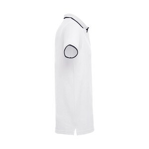 Men's Polo Shirt with contrast colour trim and buttons. White - Egotier 30136