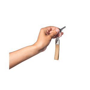 Set consisting of a ballpoint and key ring, both in metal and cork - Egotier 95106