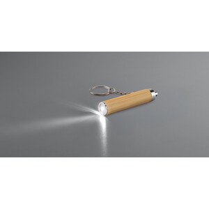 Bamboo and ABS key ring with LED torch - Egotier 95108