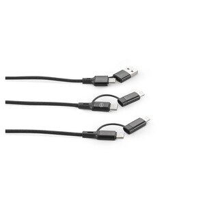 Superfast 6-in-1 USB cable made of aluminium and recycled PET - Egotier 97146