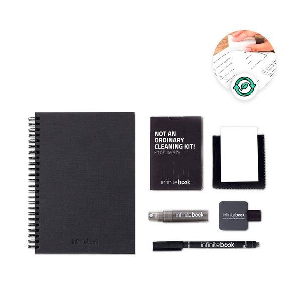 InfiniteBook 33210 - Kit comprising "Infinitebook" with hard cover, 1 cleaning kit, 1 marker and 1 ballpoint holder