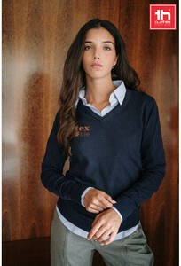 TH Clothes 30150 - V-neck pullover for women in cotton and polyamide