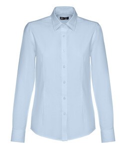 TH Clothes 30154 - Women's long-sleeved oxford shirt with pearl coloured buttons