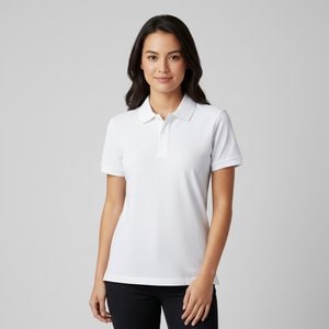TH Clothes 30261 - Women's short-sleeved polo shirt in carded cotton